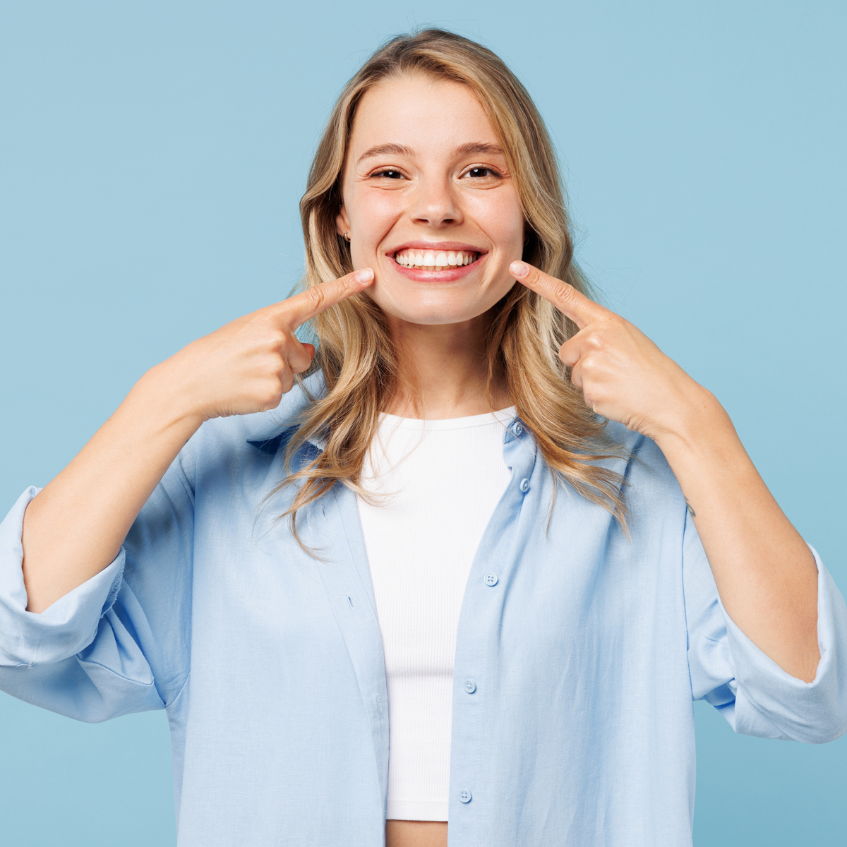 Patient showing off a bright cosmetic smile